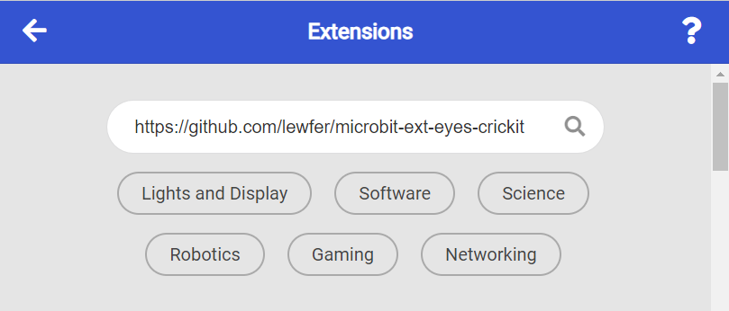 Enter extension url